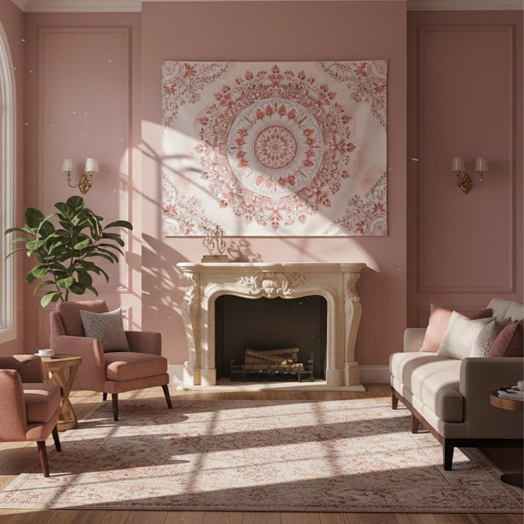 Tapeçaria Mandala Floral Rosa  - Wall Scroll Tapestry avaliação e preço